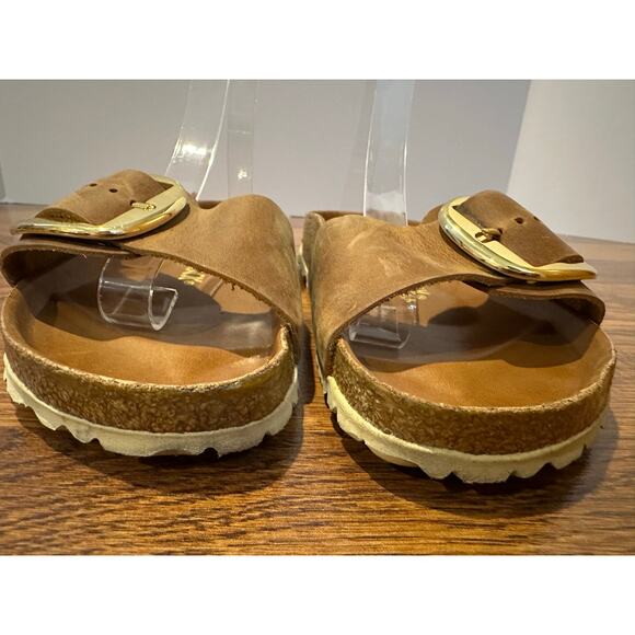 Birkenstock Madrid Big Buckle Leather Slides Brown Size 38 (7-7.5) Classic Style - Picture 4 of 10